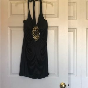 Black halter top party dress
